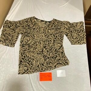 Apostrophe women 18W brown and black 3/4 sleeve top demask sheer. SKU284